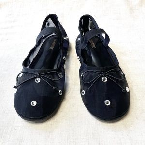 Cushionaire Elegant Mesh Rhinestone Ballet Flats